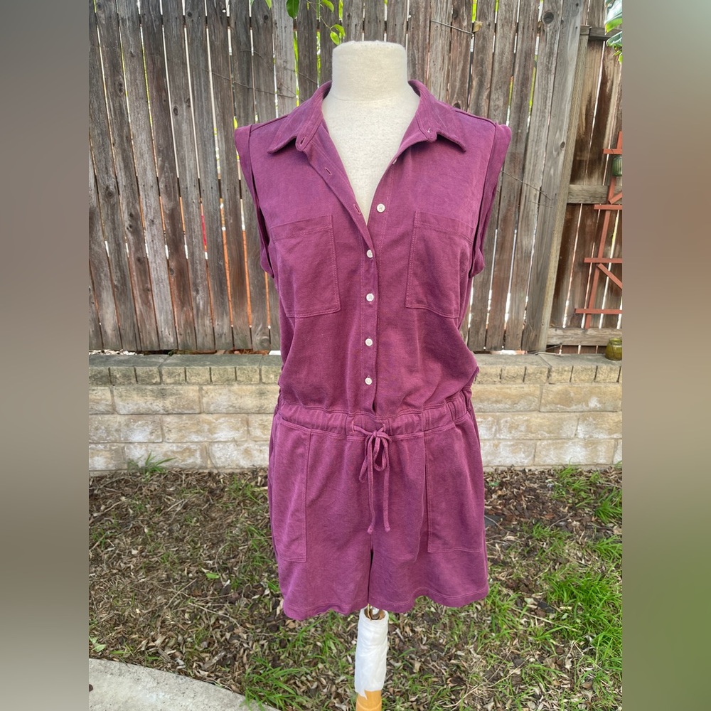 Lou & Grey burgundy sleeveless romper soft & comfy loungewear large
